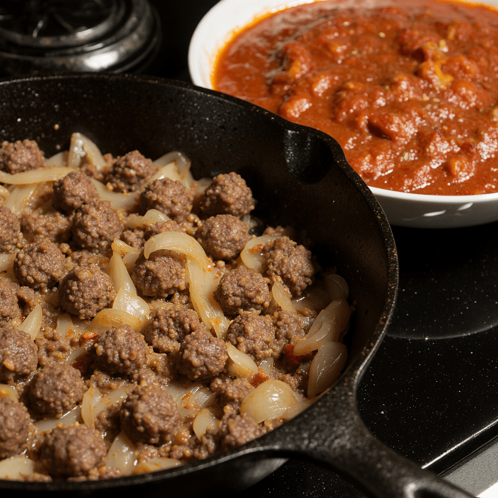 Cooking meat sauce for pasta bake recipe