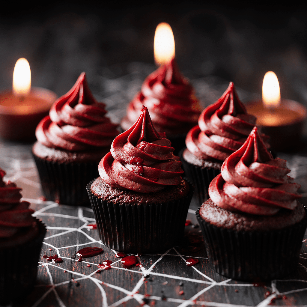Halloween vampire bite cupcakes