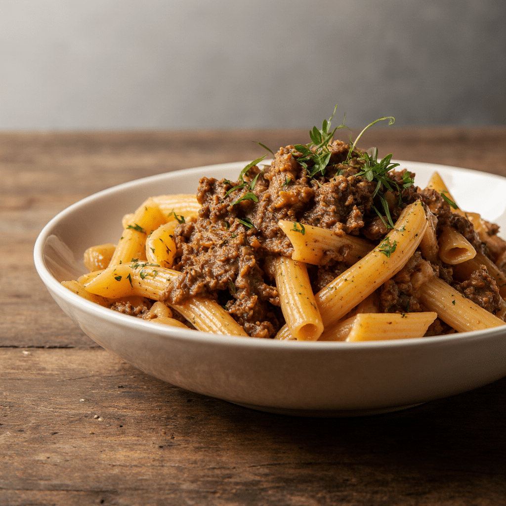 High protein beef pasta