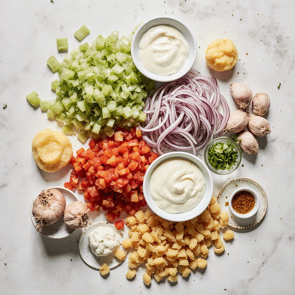 Ingredients for Guy Fieri’s macaroni salad