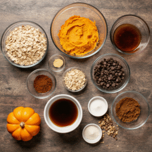 mixing dough for healthy pumpkin oat cookies in bowl