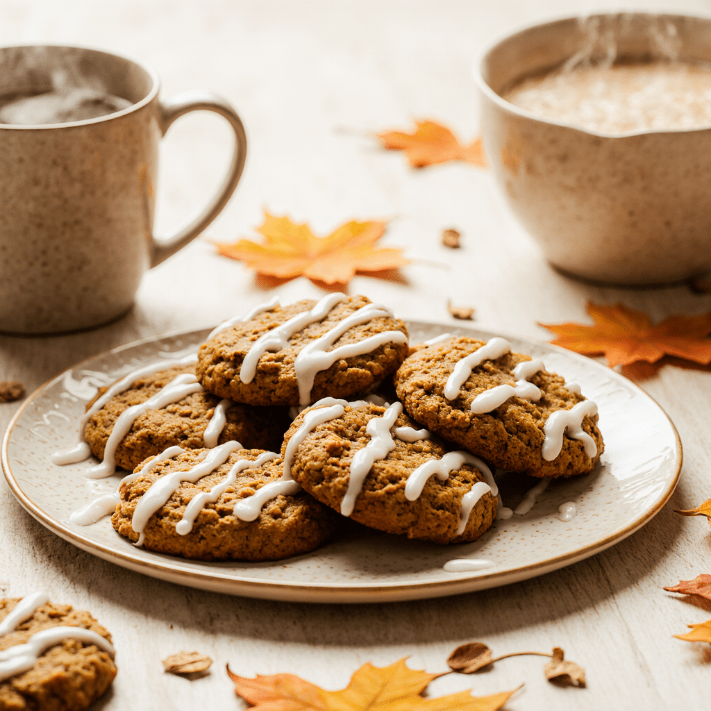 Pumpkin oatmeal cookies served with tea